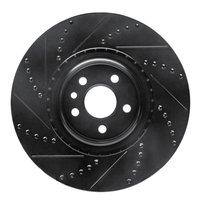 R1 2007-2016 Volvo S60 Front Right Drilled & Slotted Black Brake Rotor