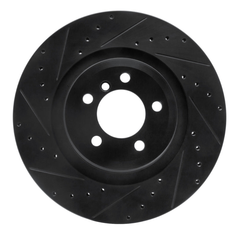 R1 07-08 BMW ALPINA B7 Rear Left Drilled & Slotted Black Brake Rotor