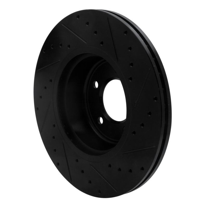 R1 06-13 BMW 135I Front Left Drilled & Slotted Black Brake Rotor