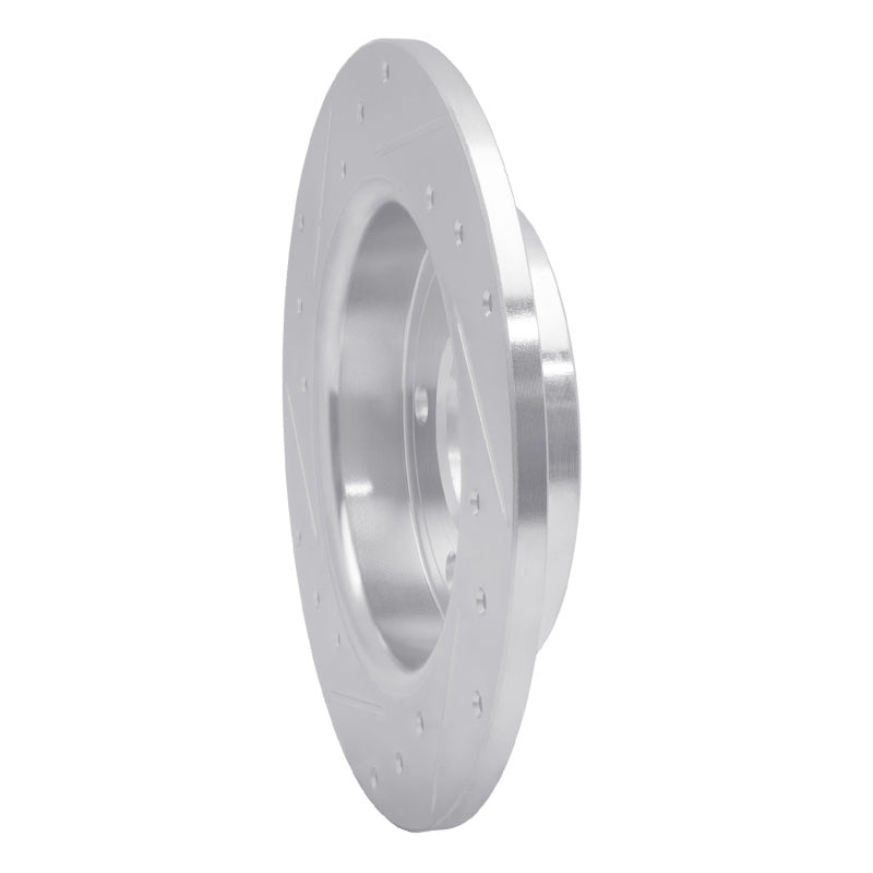 R1 04-13 Mazda 3 Rear Right Drilled & Slotted Silver Brake Rotor