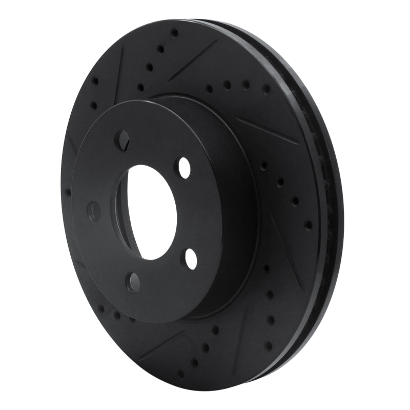 R1 02-07 Jeep Liberty Front Left Drilled & Slotted Black Brake Rotor