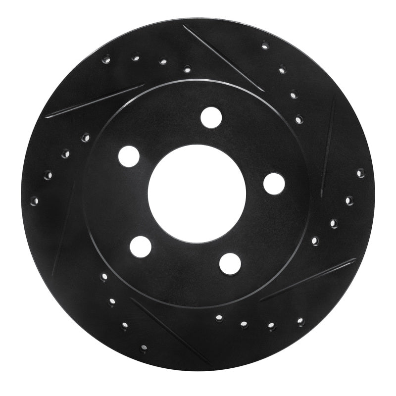 R1 90-99 Jeep Cherokee Front Right Drilled & Slotted Black Brake Rotor