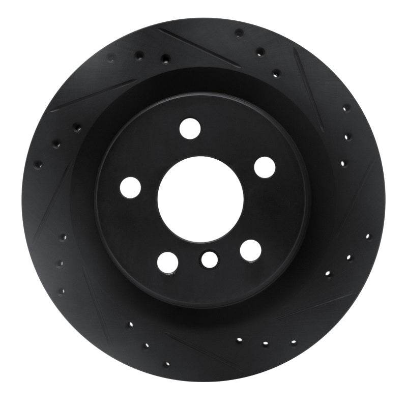 R1 16-26 BMW 228I Gran Coupe Rear Right Drilled & Slotted Black Brake Rotor