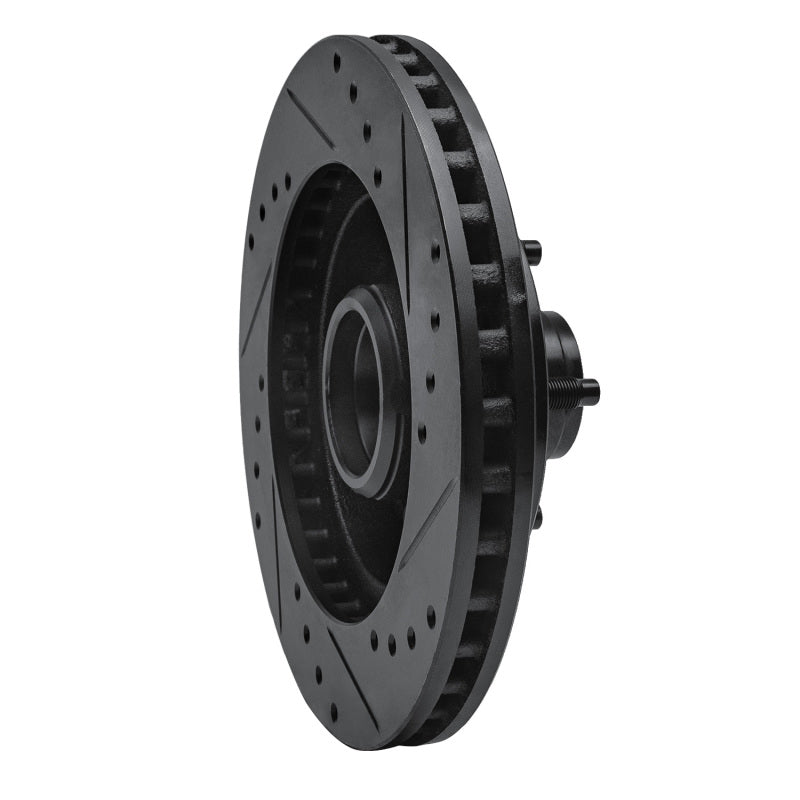 R1 87-93 Ford Mustang Front Left Drilled & Slotted Black Brake Rotor