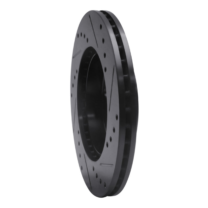 R1 87-93 Mercedes-Benz 190E Front Left Drilled & Slotted Black Brake Rotor