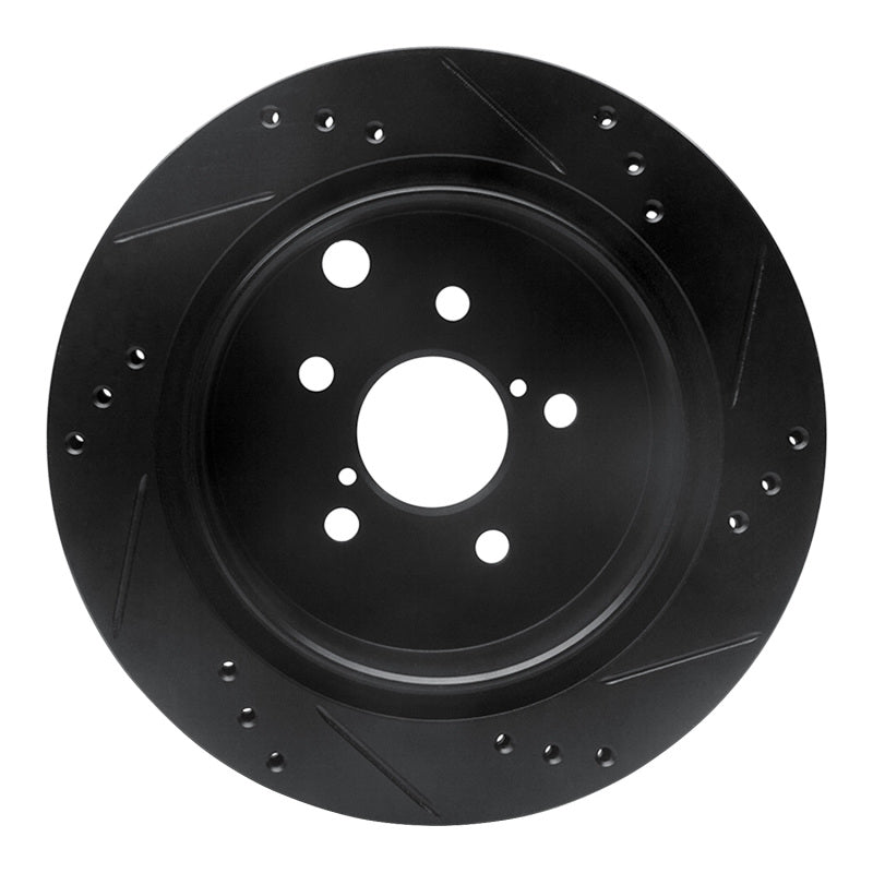 R1 14-18 Subaru Forester Rear Left Drilled & Slotted Black Brake Rotor