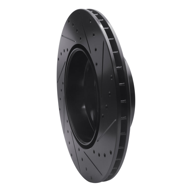 R1 07-19 BMW X6 Rear Left Drilled & Slotted Black Brake Rotor