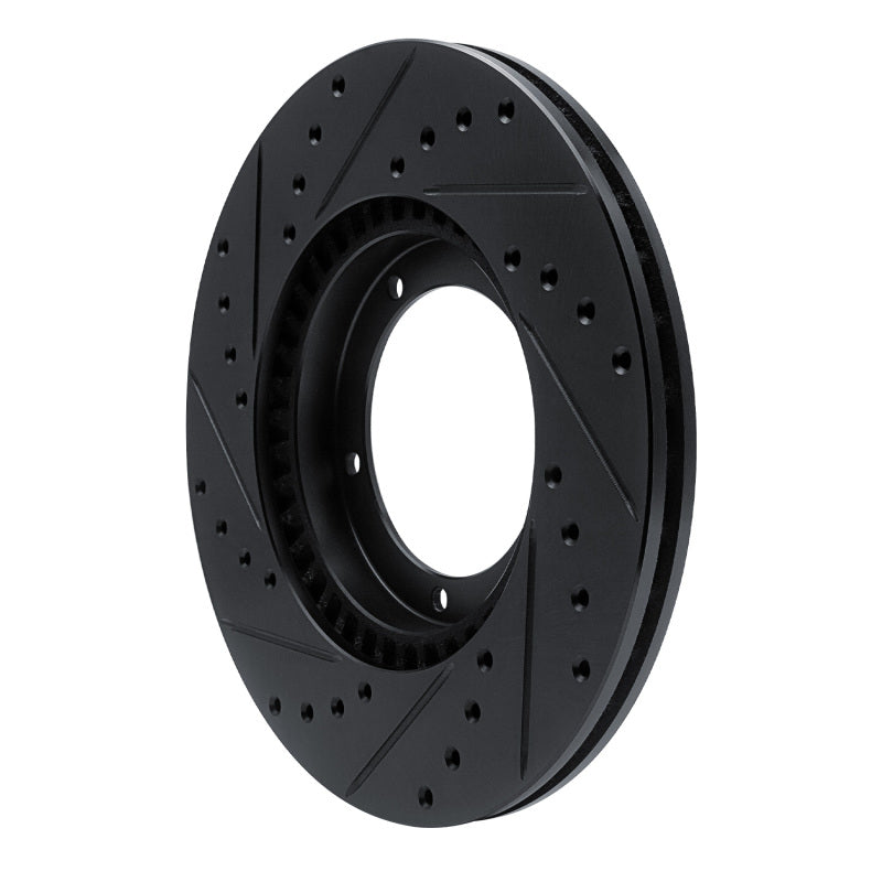 R1 67-88 Porsche 911 Front Right Drilled & Slotted Black Brake Rotor