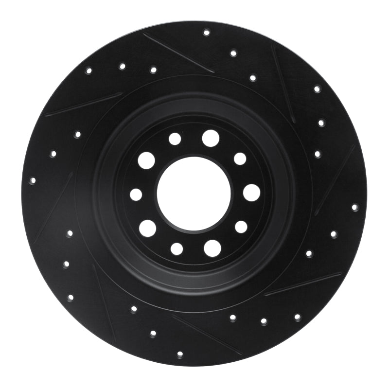R1 14-23 Jeep Cherokee Rear Left Drilled & Slotted Black Brake Rotor
