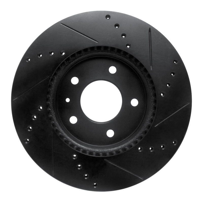 R1 07-15 Chevrolet Captiva Front Left Drilled & Slotted Black Brake Rotor