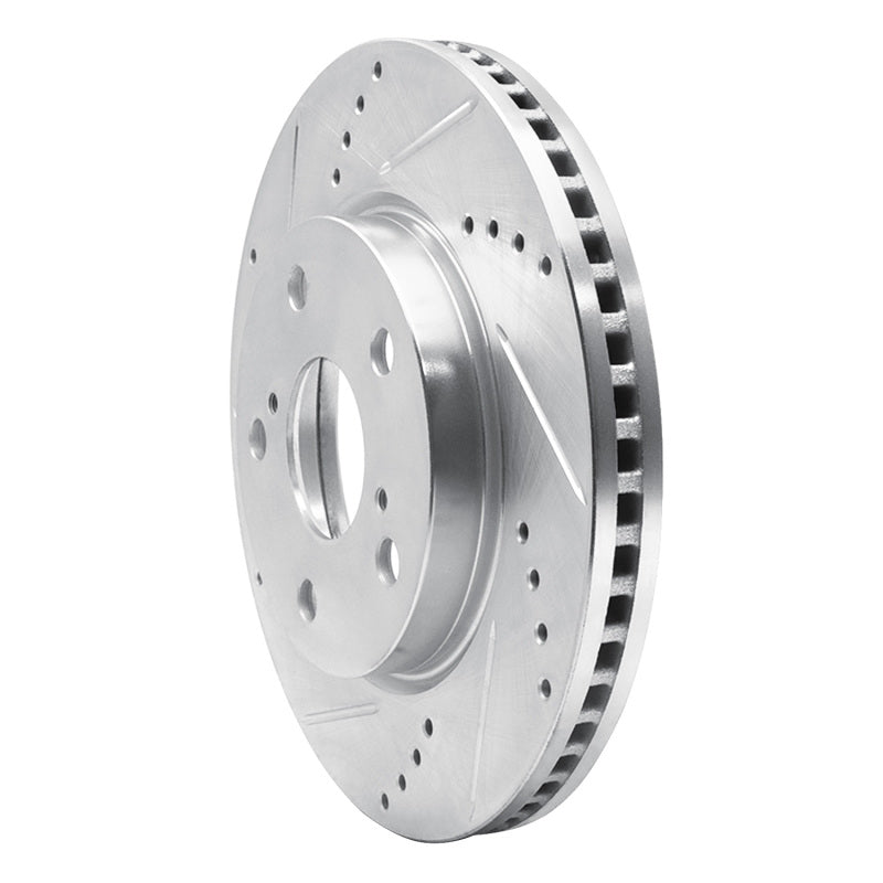 R1 06-18 Lexus HS250H Front Left Drilled & Slotted Silver Brake Rotor