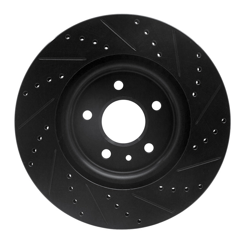 R1 11-19 Ford Flex Front Left Drilled & Slotted Black Brake Rotor