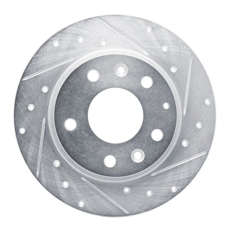 R1 14-25 Mazda 3 Rear Right Drilled & Slotted Silver Brake Rotor