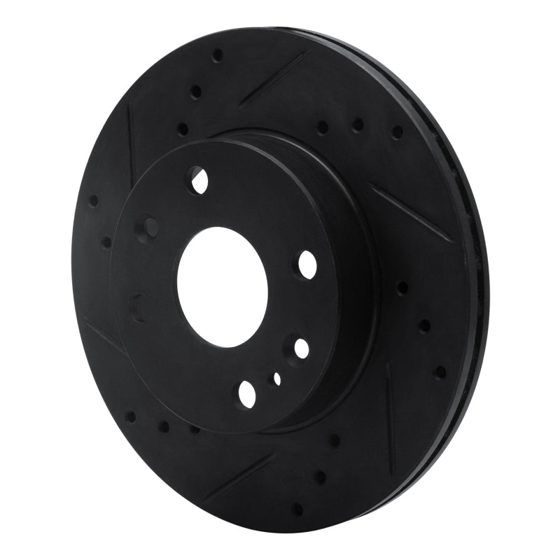 R1 94-97 Ford Aspire Front Left Drilled & Slotted Black Brake Rotor