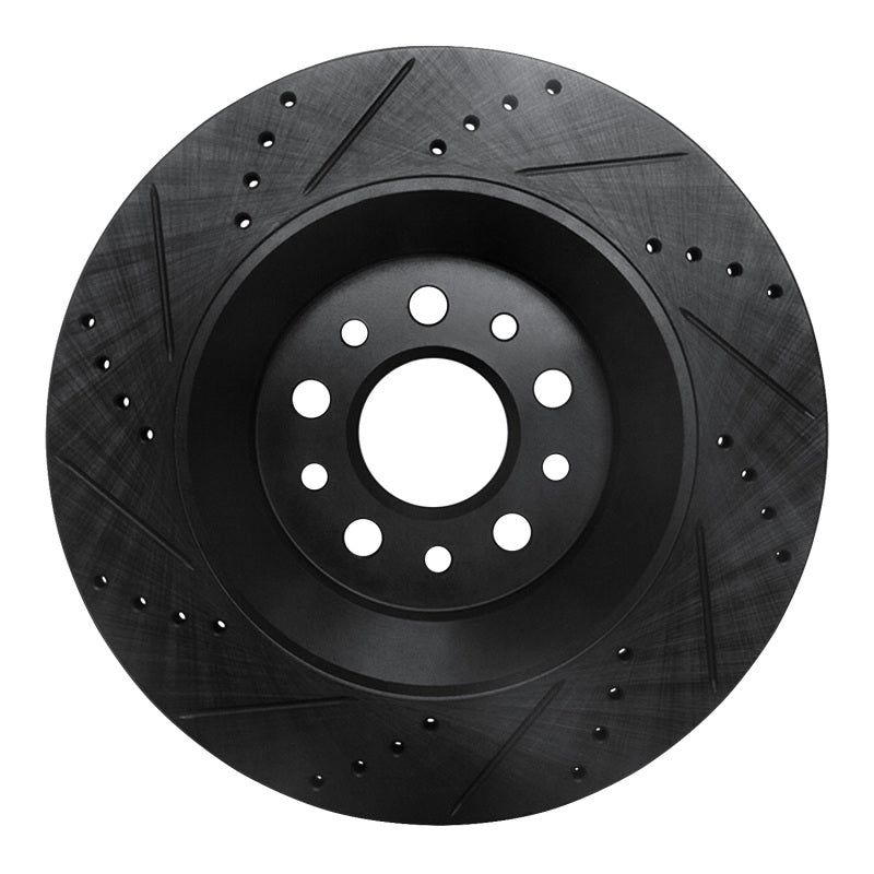 R1 2017-2024 Maserati Ghibli Rear Right Drilled & Slotted Black Brake Rotor