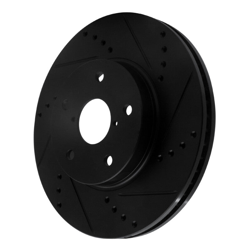 R1 15-19 Subaru Legacy Front Right Drilled & Slotted Black Brake Rotor