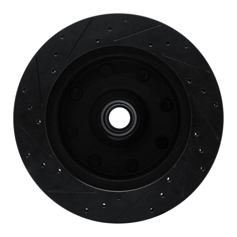 R1 78-97 Dodge B200 / B200 Van / B250 Front Right Drilled & Slotted Black Brake Rotor