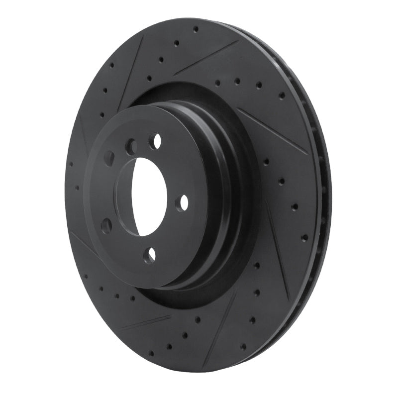 R1 07-08 BMW ALPINA B7 Rear Left Drilled & Slotted Black Brake Rotor