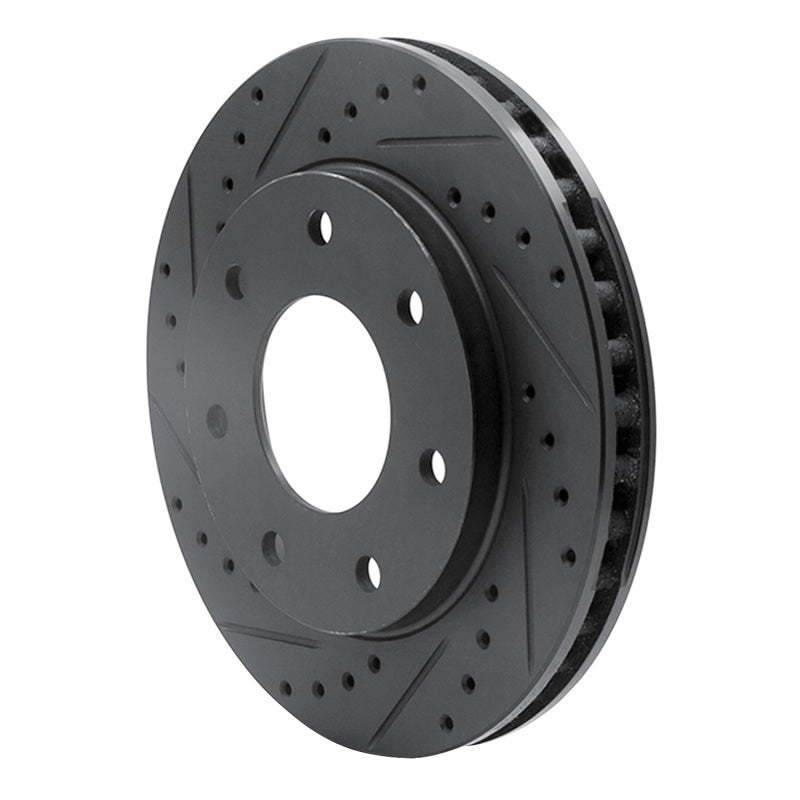 R1 97-04 Ford F-250 4WD (Excl Super Duty) Front Left Drilled & Slotted Black Brake Rotor
