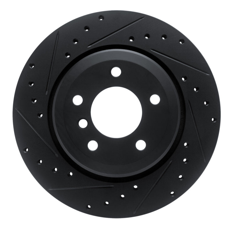 R1 01-06 BMW 330CI Rear Left Drilled & Slotted Black Brake Rotor