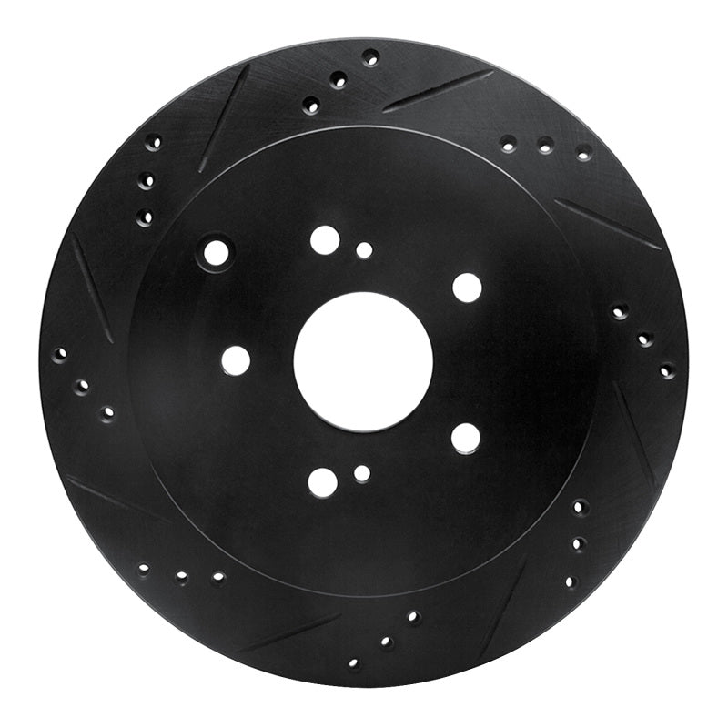 R1 09-17 Suzuki Grand Vitara Rear Left Drilled & Slotted Black Brake Rotor