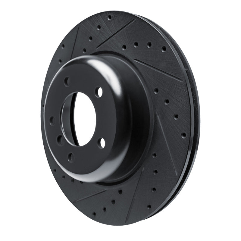R1 09-16 BMW Z4 Front Left Drilled & Slotted Black Brake Rotor