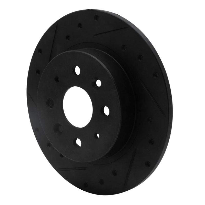 R1 98-03 Kia Sephia Rear Left Drilled & Slotted Black Brake Rotor
