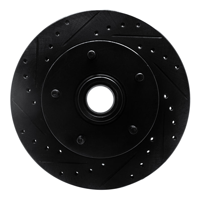 R1 94-99 Dodge Ram 1500 Pickup Front Left Drilled & Slotted Black Brake Rotor