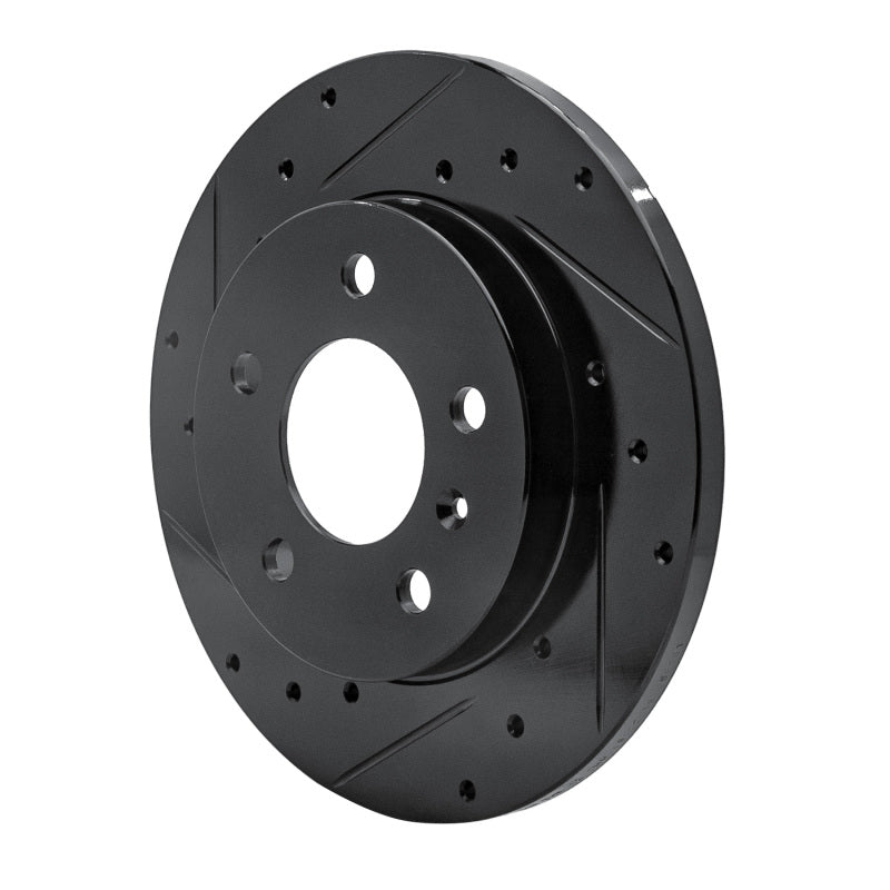 R1 04-16 Buick Allure Rear Left Drilled & Slotted Black Brake Rotor
