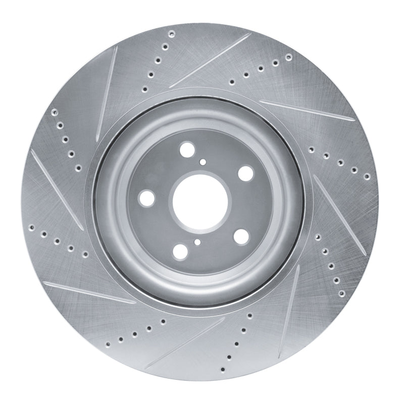 R1 10-17 Lexus LS460 Left Front Drilled & Slotted Silver Brake Rotor