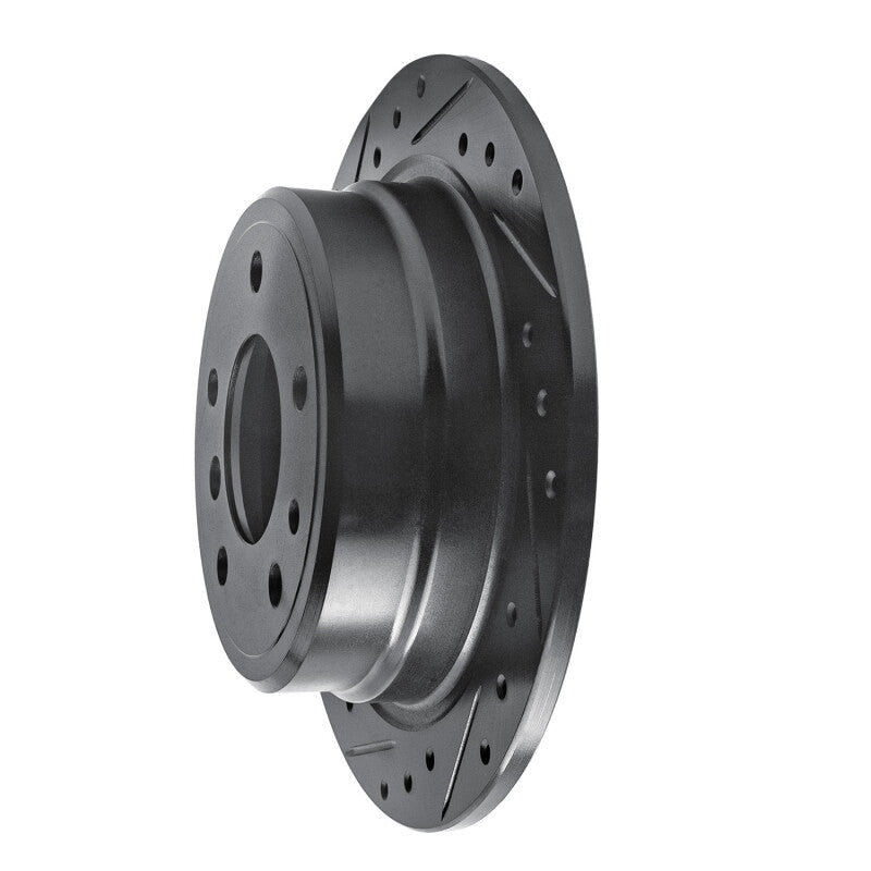 R1 81-86 BMW 735I Rear Left Drilled & Slotted Black Brake Rotor