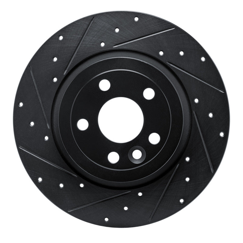 R1 16-19 Land Rover Range Rover Evoque Rear Left Drilled & Slotted Black Brake Rotor