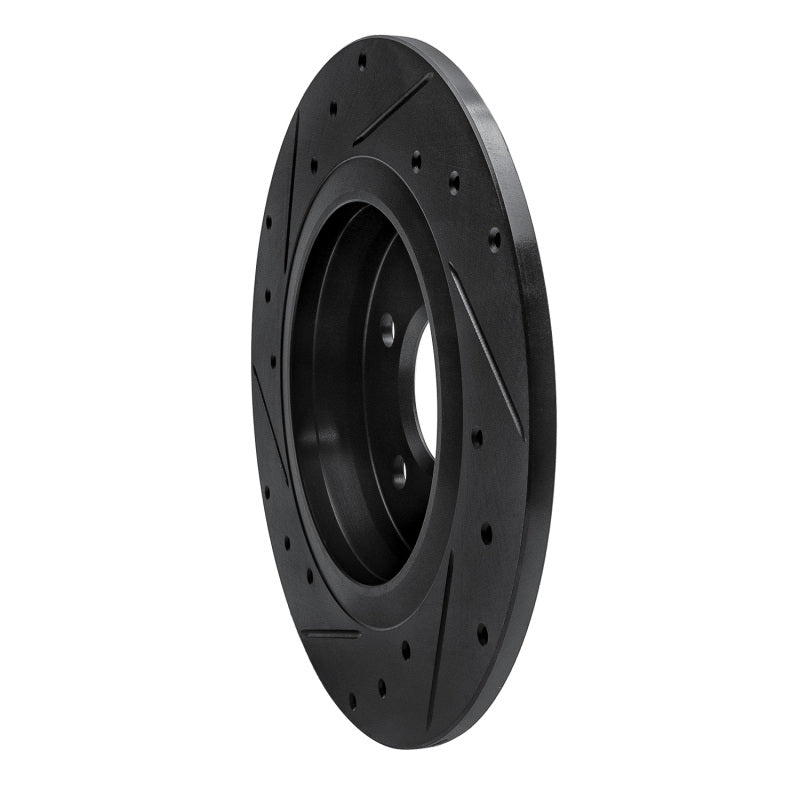R1 14-20 Infiniti QX30 Rear Right Drilled & Slotted Black Brake Rotor