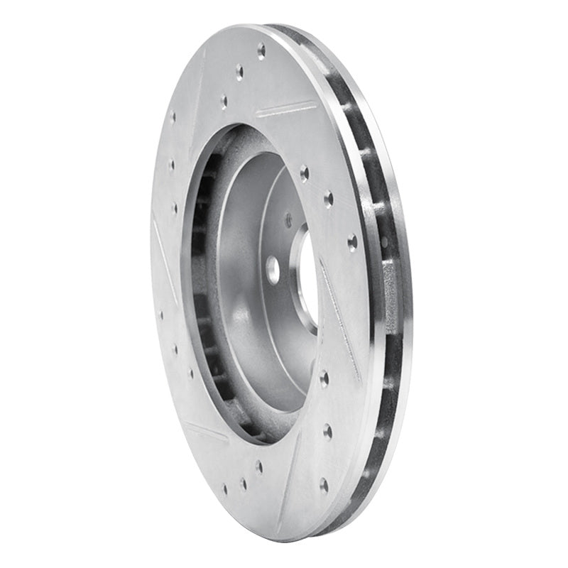 R1 87-92 Geo Prizm Front Right Drilled & Slotted Silver Brake Rotor
