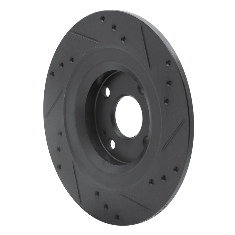 R1 2016-2025 Fiat 124 Spider Rear Left Drilled & Slotted Black Brake Rotor