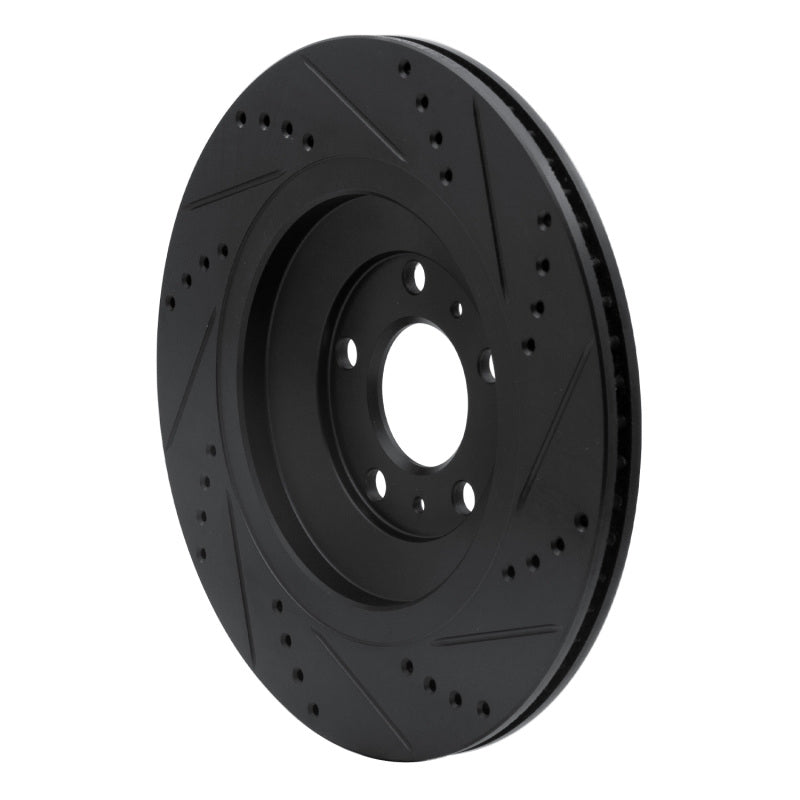 R1 04-18 Audi S8 Rear Left Drilled & Slotted Black Brake Rotor