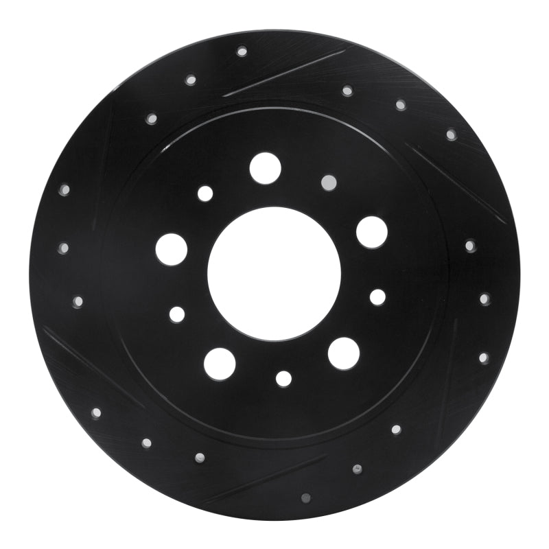 R1 95-97 Volvo 960 Rear Left Drilled & Slotted Black Brake Rotor