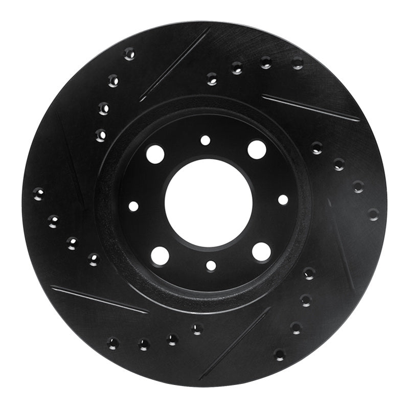 R1 86-91 Acura Integra Front Right Drilled & Slotted Black Brake Rotor