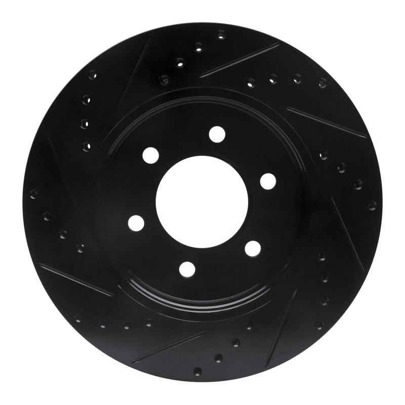 R1 04-08 Ford F-150 4WD Front Right Drilled & Slotted Black Brake Rotor