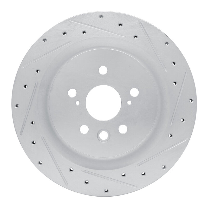 R1 20-25 Lexus RX500h Rear Right Drilled & Slotted Silver Brake Rotor