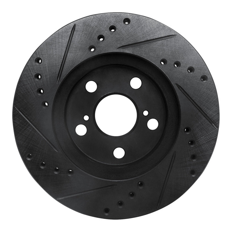 R1 94-00 Toyota Celica Front Right Drilled & Slotted Black Brake Rotor