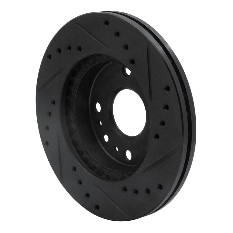 R1 94-02 Ford ASPIRE Front Left Drilled & Slotted Black Brake Rotor