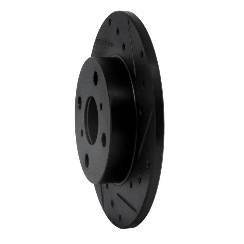 R1 83-90 Toyota Tercel Front Right Drilled & Slotted Black Brake Rotor