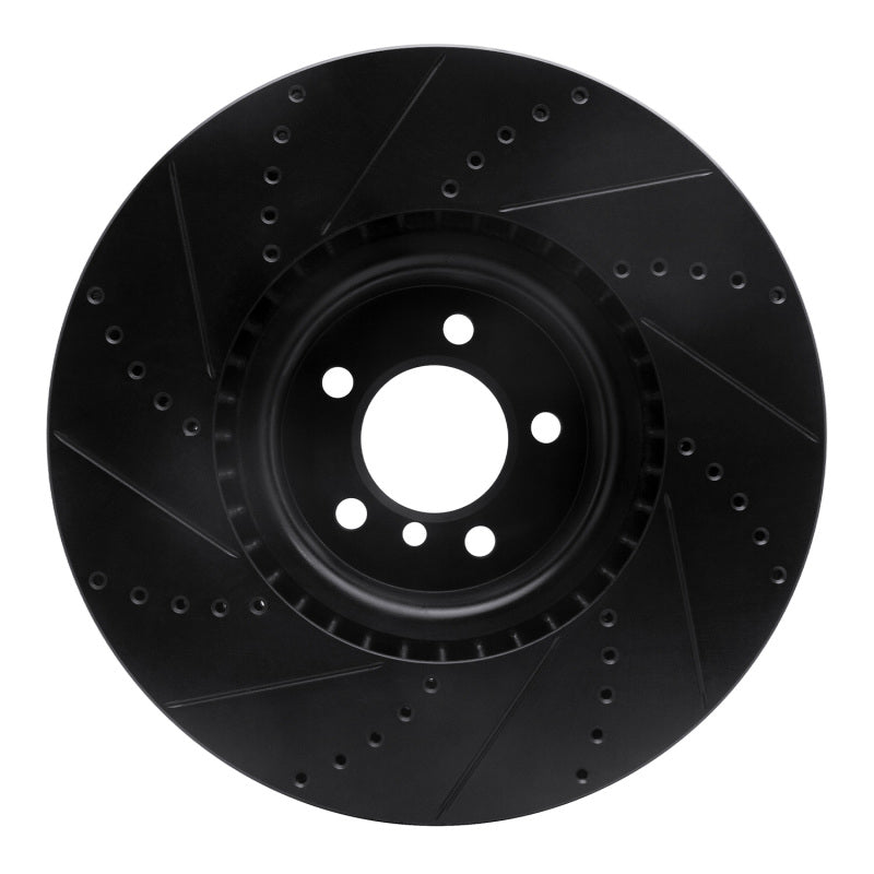 R1 10-12 Land Rover Range Rover Front Right Drilled & Slotted Black Brake Rotor