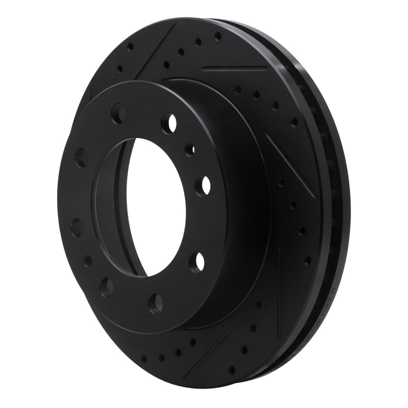 R1 01-25 Chevrolet Silverado 3500 Front Left Drilled & Slotted Black Brake Rotor