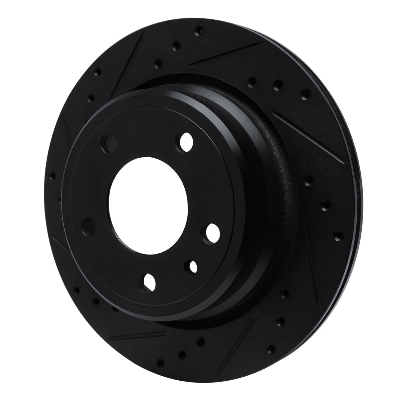 R1 88-94 BMW 750IL Rear Left Drilled & Slotted Black Brake Rotor