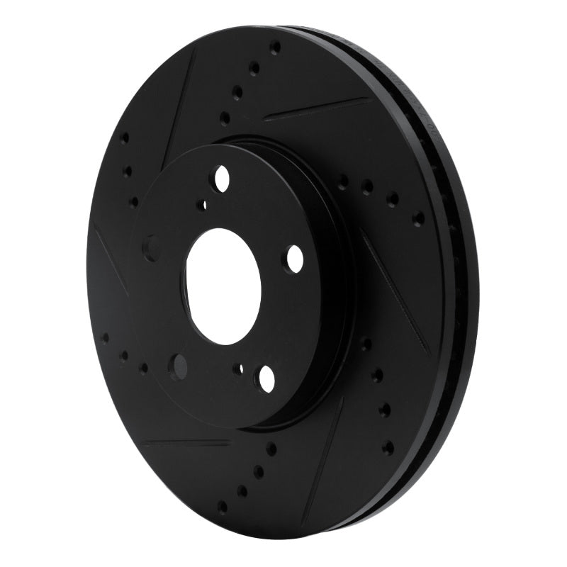 R1 92-06 Lexus ES300 Front Left Drilled & Slotted Black Brake Rotor
