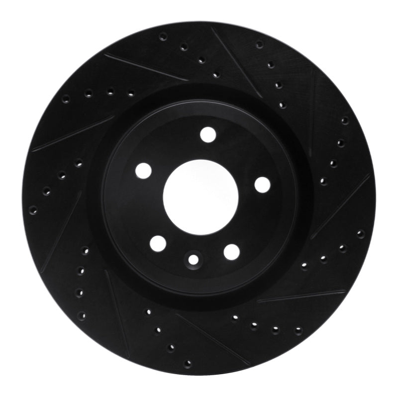 R1 11-19 Ford Explorer Front Right Drilled & Slotted Black Brake Rotor