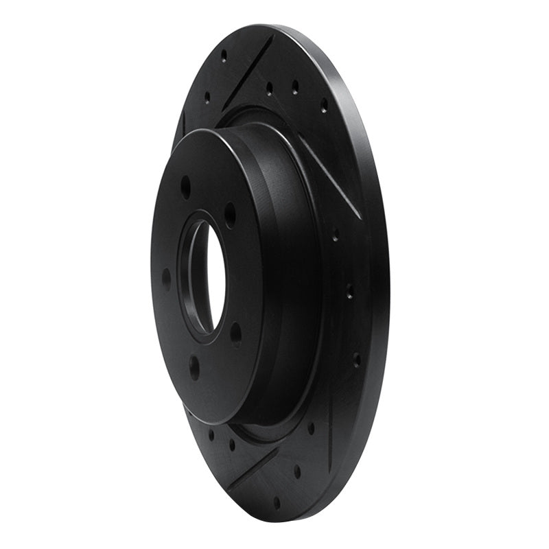 R1 04-13 Volvo S40 Rear Left Drilled & Slotted Black Brake Rotor