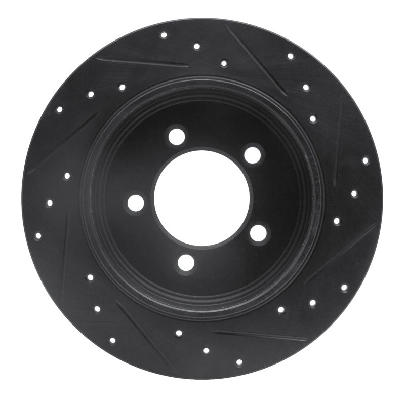 R1 02-10 Ford Explorer Rear Left Drilled & Slotted Black Brake Rotor